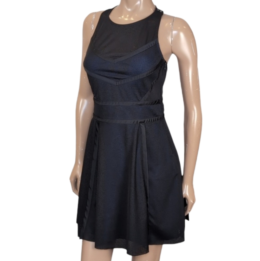 Diesel Black Mesh Paneled Fit & Flare Mini Dress Sleeveless Y2K Cybercore Small
